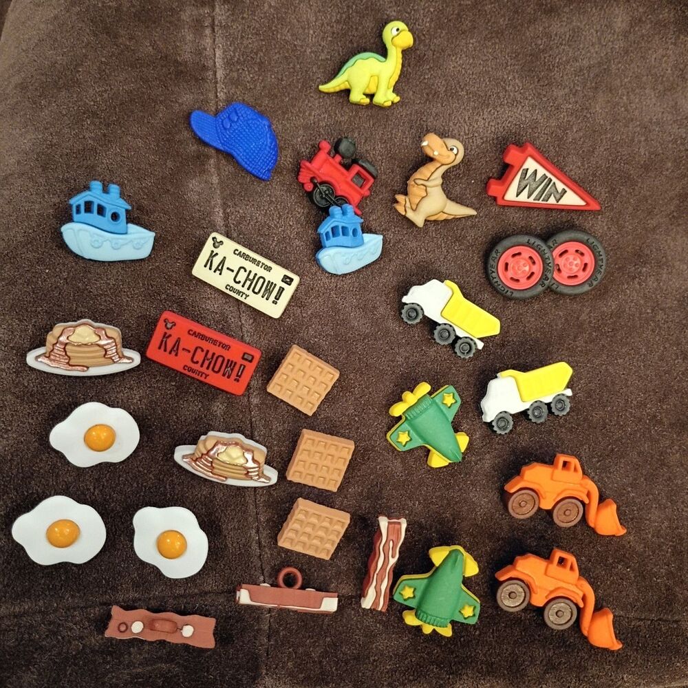 Lot of Children's Sewing Buttons, Tractors, Breakfast, Dinosaurs, Boats, Sports
